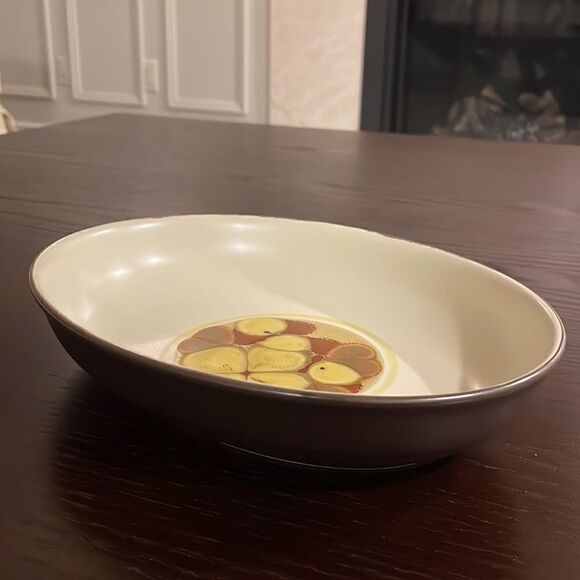 Noritake Folkstone Stoneware Beautiful Oval Serving Dish with Yellow & Terracot… - Picture 2 of 7